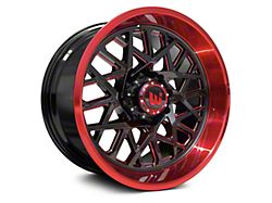Western Wheels SAHARA Gloss Black with Red Lip 6-Lug Wheel; 22x12; -44mm Offset (15-20 Yukon)