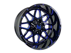 Western Wheels CORRAL Gloss Black with Blue Milling Spokes and Spot 6-Lug Wheel; 22x12; -44mm Offset (19-23 Ranger)
