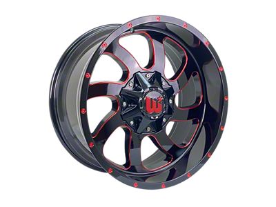 Western Wheels DUSTY Gloss Black with Red Milling Spokes and Spot 6-Lug Wheel; 20x10; -12mm Offset (19-23 Ranger)