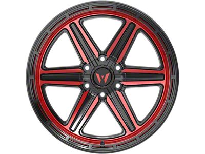 Western Wheels YR13 Gloss Black Red Milling Spokes 6-Lug Wheel; 20x10; -12mm Offset (19-23 Ranger)