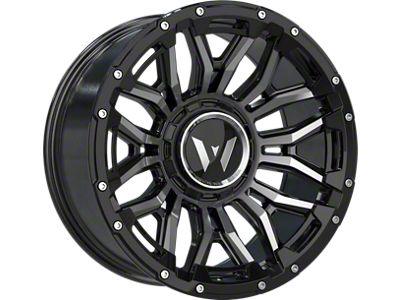 Western Wheels DR74 Black Machined Face Black Insert Beadlock Floating Cap 8-Lug Wheel; 20x10; -12mm Offset (99-07 F-250 Super Duty)