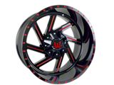 Western Wheels CACTUS Gloss Black with Red Milling Spokes and Spot 6-Lug Wheel; 22x12; -44mm Offset (99-06 Silverado 1500)