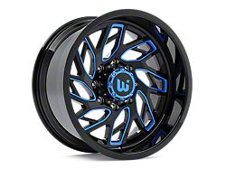 Western Wheels MS83 Gloss Black with Blue Milling 6-Lug Wheel; 20x10; -12mm Offset (99-06 Silverado 1500)