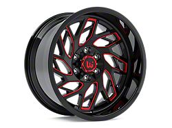 Western Wheels MS83 Gloss Black with Red Milling 6-Lug Wheel; 20x10; -12mm Offset (23-26 Canyon)