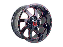 Western Wheels DUSTY Gloss Black with Red Milling Spokes and Spot 6-Lug Wheel; 20x10; -12mm Offset (23-25 Colorado)
