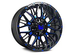 Western Wheels PAXTON Gloss Black with Blue Milling Spokes and Spot 6-Lug Wheel; 20x10; -12mm Offset (23-26 Colorado)