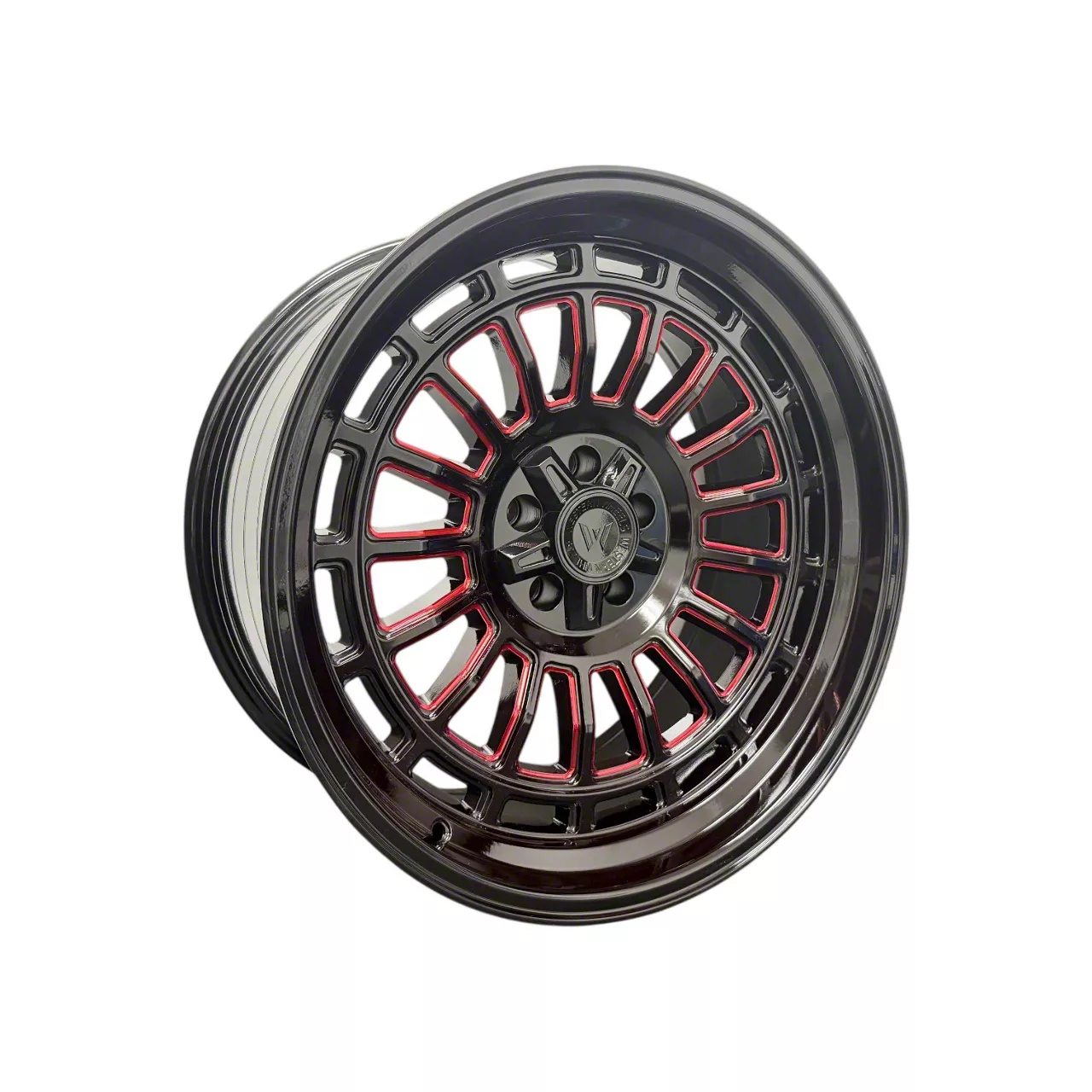 Western Wheels Dakota CR13 Gloss Black Red Milled 5-Lug Wheel; 20x10 ...