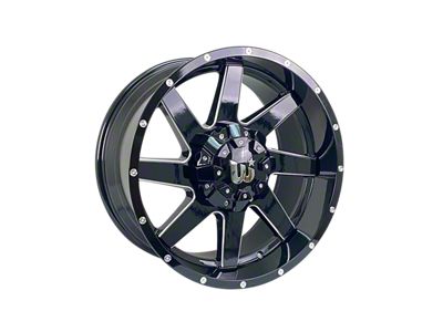 Western Wheels HUNTER Gloss Black with Side Milling and Spot 5-Lug Wheel; 20x10; -24mm Offset (87-90 Dakota)