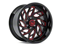 Western Wheels MS83 Gloss Black with Red Milling 5-Lug Wheel; 20x10; -24mm Offset (87-90 Dakota)
