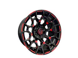 Western Wheels SPUR Gloss Black with Red Milling 5-Lug Wheel; 22x12; -44mm Offset (87-90 Dakota)