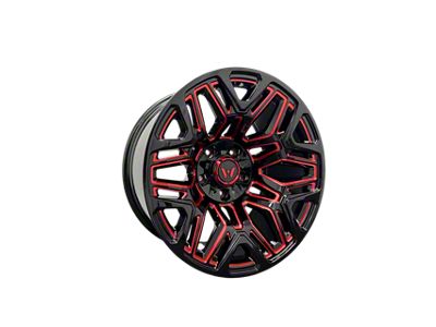 Western Wheels TUNDRA Gloss Black with Red Milling 5-Lug Wheel; 20x10; -12mm Offset (09-18 RAM 1500)