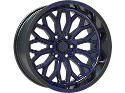 Western Wheels IR08 Gloss Black Blue Milling Spokes 6-Lug Wheel; 20x10; -12mm Offset (24-25 Ranger)