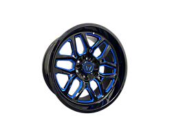 Western Wheels RANGER Gloss Black with Blue Milling 6-Lug Wheel; 20x10; -12mm Offset (19-26 Silverado 1500)