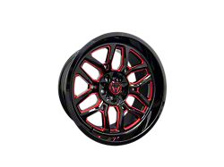 Western Wheels RANGER Gloss Black with Red Milling 6-Lug Wheel; 20x10; -12mm Offset (19-26 Silverado 1500)