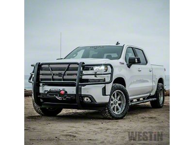 Westin HDX Winch Mount Modular Grille Guard; Black (23-25 F-250 Super Duty)