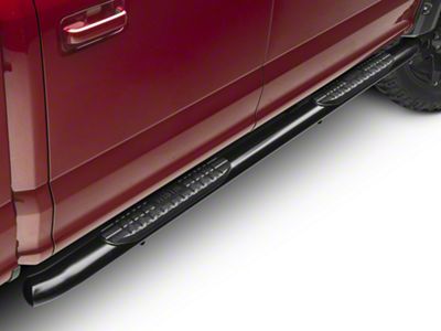 Pro Traxx 4-Inch Oval Side Step Bars; Black (15-24 F-150 SuperCab, SuperCrew)