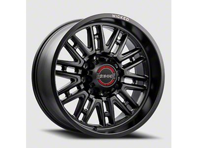 Wicked Offroad W937 Satin Black Milled 8-Lug Wheel; 20x10; -19mm Offset (01-06 Sierra 2500 HD)