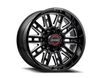 Wicked Offroad W937 Gloss Black Milled 8-Lug Wheel; 20x10; -19mm Offset (03-09 RAM 3500 SRW)