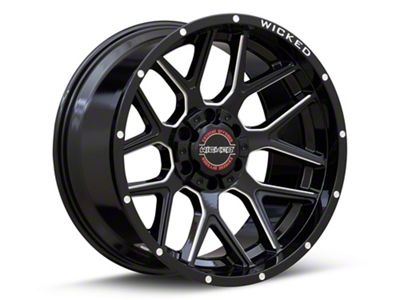 Wicked Offroad W903 Gloss Black Milled 6-Lug Wheel; 22x10; -19mm Offset (07-14 Tahoe)