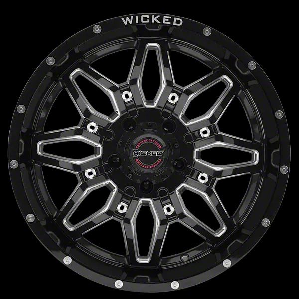 Wicked Offroad F-350 Super Duty W909B Gloss Black Milled 8-Lug