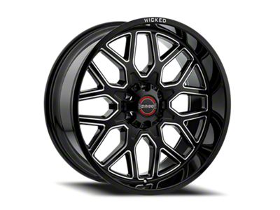 Wicked Offroad W938 Gloss Black Milled 6-Lug Wheel; 20x10; -19mm Offset (09-14 F-150)