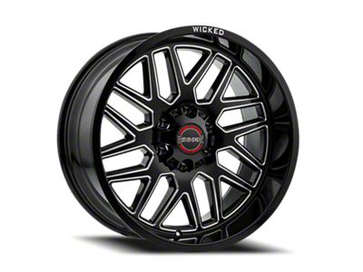 Wicked Offroad W939 Gloss Black Milled 6-Lug Wheel; 20x10; -19mm Offset (09-14 F-150)
