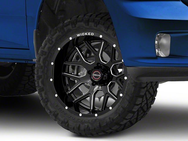 Wicked Offroad W903 Gloss Black Milled 5-Lug Wheel; 20x12; -44mm Offset (09-18 RAM 1500)
