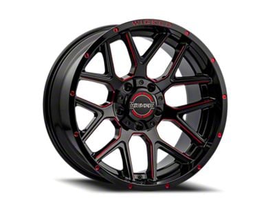 Wicked Offroad W903 Gloss Black Milled with Red Tint 6-Lug Wheel; 22x10; -19mm Offset (14-18 Silverado 1500)