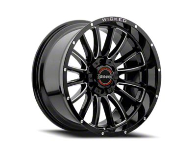 Wicked Offroad W908 Gloss Black Milled 6-Lug Wheel; 20x10; -19mm Offset (15-20 F-150)