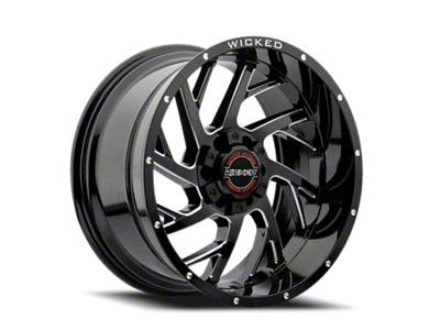 Wicked Offroad W930 Gloss Black Milled 6-Lug Wheel; 20x9; 0mm Offset (15-20 F-150)