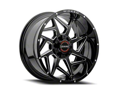 Wicked Offroad W932 Gloss Black Milled 6-Lug Wheel; 20x9; 0mm Offset (15-20 F-150)
