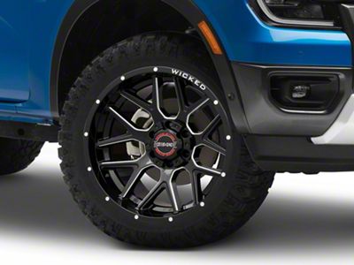 Wicked Offroad W903 Gloss Black Milled 6-Lug Wheel; 20x10; -19mm Offset (24-25 Ranger)