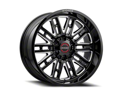 Wicked Offroad W937 Gloss Black Milled 6-Lug Wheel; 20x10; -19mm Offset (24-25 Ranger)