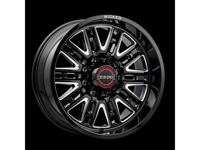 Wicked Offroad W937 Gloss Black Milled 8-Lug Wheel; 20x10; -19mm Offset (99-07 F-350 Super Duty SRW)