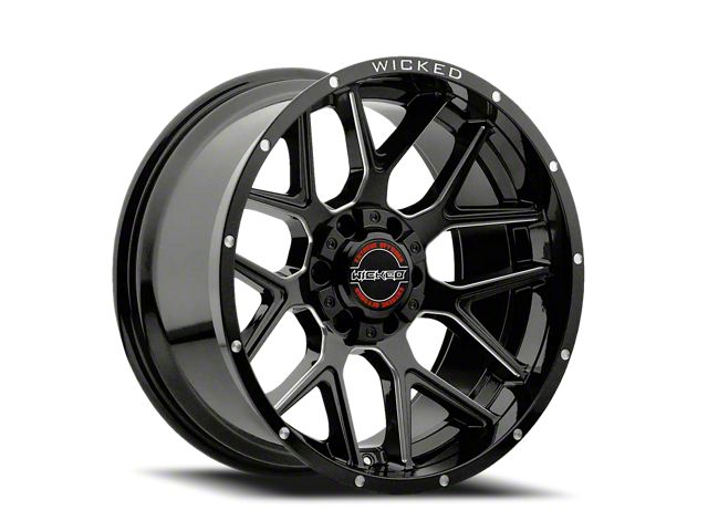 Wicked Offroad W903 Gloss Black Milled 6-Lug Wheel; 22x10; -19mm Offset (23-24 Canyon)