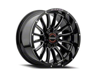 Wicked Offroad W908 Gloss Black Milled 6-Lug Wheel; 20x10; -19mm Offset (23-24 Canyon)