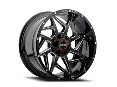 Wicked Offroad W932 Gloss Black Milled 5-Lug Wheel; 20x10; -19mm Offset (05-11 Dakota)