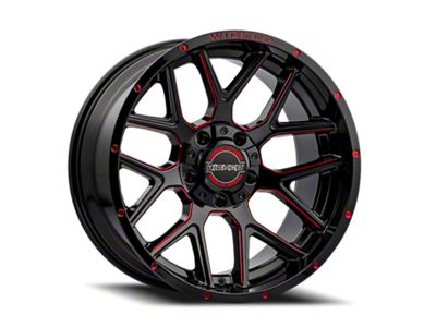Wicked Offroad W903 Gloss Black Milled with Red Tint 6-Lug Wheel; 20x10; -19mm Offset (21-24 F-150)