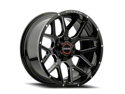 Wicked Offroad W903-B Gloss Black Milled 6-Lug Wheel; 20x10; -19mm Offset (21-26 Tahoe)
