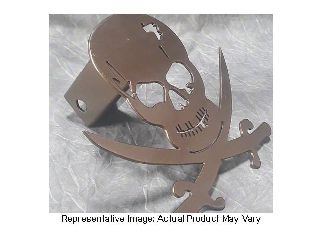 Wild Child Customs Pirate Skull Jolly Roger Tow Hitch Cover; Orange (Universal; Some Adaptation May Be Required)