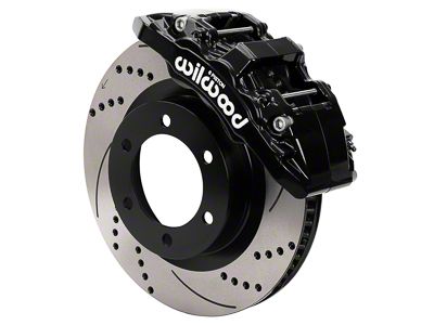 Wilwood AERO6-DM Front Big Brake Kit with 13.38-Inch Drilled Slotted Rotors; Black Calipers (19-23 Ranger)