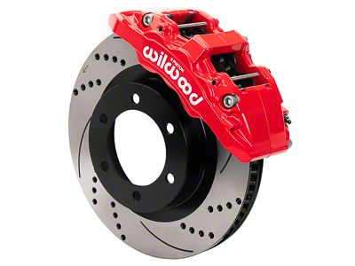 Wilwood AERO6-DM Front Big Brake Kit with 13.38-Inch Drilled Slotted Rotors; Red Calipers (19-23 Ranger)