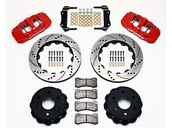 Wilwood AERO4 Rear Big Brake Kit with Drilled and Slotted Rotors; Red Calipers (99-18 Sierra 1500)