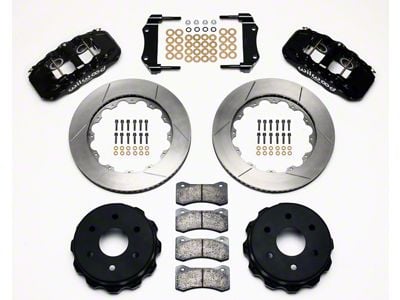 Wilwood AERO4 Rear Big Brake Kit with Slotted Rotors; Black Calipers (99-18 Sierra 1500)