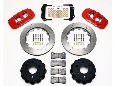 Wilwood AERO4 Rear Big Brake Kit with Slotted Rotors; Red Calipers (99-18 Sierra 1500)