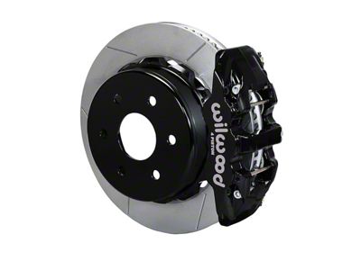 Wilwood AERO4 Rear Big Brake Kit with 14.25-Inch Slotted Rotors; Black Calipers (99-06 Sierra 1500)