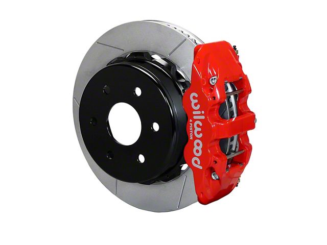 Wilwood AERO4 Rear Big Brake Kit with 14.25-Inch Slotted Rotors; Red Calipers (99-06 Sierra 1500)