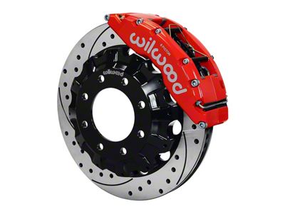 Wilwood TC6R Front Big Brake Kit with 16-Inch Drilled and Slotted Rotors; Red Calipers (07-10 Sierra 3500 HD)