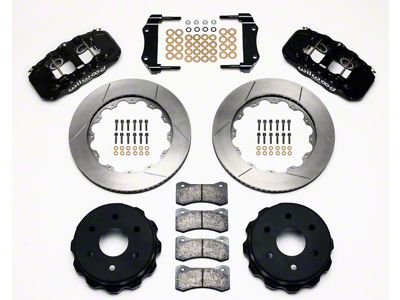 Wilwood AERO4 Rear Big Brake Kit with Slotted Rotors; Black Calipers (99-18 Silverado 1500)