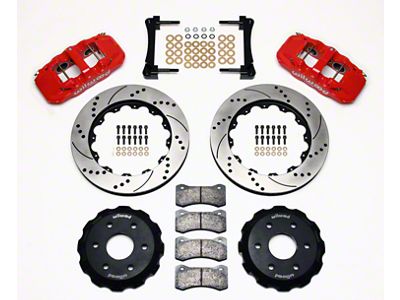 Wilwood AERO6 Front Big Brake Kit with Drilled and Slotted Rotors; Red Calipers (99-18 Silverado 1500)